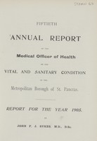 view [Report of the Medical Officer of Health for St. Pancras, London, Borough of].