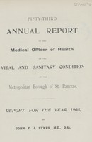 view [Report of the Medical Officer of Health for St. Pancras, London, Borough of].