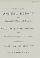 view [Report of the Medical Officer of Health for St. Pancras, London, Borough of].