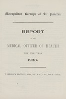 view [Report of the Medical Officer of Health for St. Pancras, Metropolitan Borough].