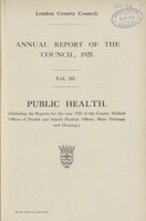 view [Report of the Medical Officer of Health for London County Council 1925].