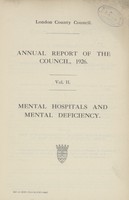 view [Report of the Medical Officer of Health for London County Council 1926].