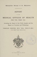 view [Report of the Medical Officer of Health for St. Marylebone, Metropolitan Borough].
