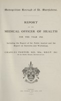 view [Report of the Medical Officer of Health for St. Marylebone, Metropolitan Borough].