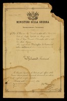 view Certificate of the bronze medal for military valour awarded by the Italian government to Private Frederick Whitwood of 34th Field Ambulance, RAMC