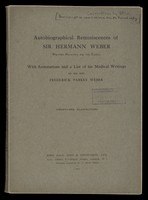 view <i>Sir Hermann Weber: Autobiographical Reminiscences of Sir Hermann Weber written privately for the family. With annotations and a list of his medical writings by his son, Frederick Parkes Weber</i> (London: John Bale, Sons and Danielsson Ltd, privately printed for Dr F Parkes Weber, 1919) - annotated and corrected by FPW