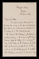 view Letter from G.E. Dobson to Sir William Aitken, Professor of Pathology at the Army Medical School, re preparation of a catalogue of the specimens of natural history in the Museum at Netley