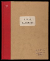 view Printed copies of royal warrants re army medicine, bound together