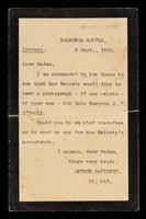 view Two typescript letters from Queen Victoria's secretary to Mrs. O'Neill, expressing the Queen's sympathy on the death in the Boer War of Surgeon J.T. O'Neill