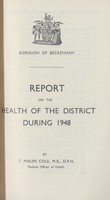 view [Report of the Medical Officer of Health for Beckenham].