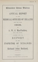 view [Report of the Medical Officer of Health for Edmonton].