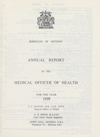 view [Report of the Medical Officer of Health for Hendon].