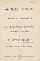 view [Report of the Medical Officer of Health for Hendon RDC].