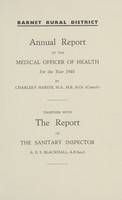 view [Report of the Medical Officer of Health for Barnet Rural District].