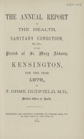 view [Report of the Medical Officer of Health for Kensington].