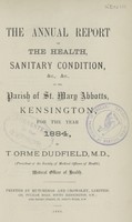 view [Report of the Medical Officer of Health for Kensington].