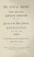 view [Report of the Medical Officer of Health for Kensington].