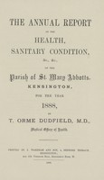 view [Report of the Medical Officer of Health for Kensington].