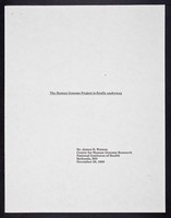 view JDW Talk: "The Human Genome Project is Finally Under Way" - Center for Human Genome Research, NIH (28 November 1989)