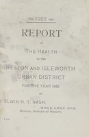 view [Report of the Medical Officer of Health for Heston and Isleworth].