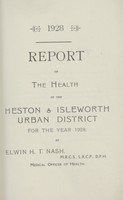 view [Report of the Medical Officer of Health for Heston and Isleworth].