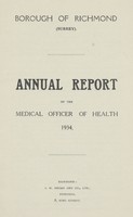 view [Report of the Medical Officer of Health for Richmond].