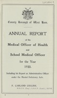 view [Report of the Medical Officer of Health for West Ham].