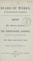 view [Report of the Medical Officer of Health for Whitechapel].