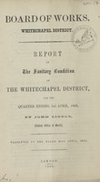 view [Report of the Medical Officer of Health for Whitechapel].