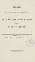 view [Report of the Medical Officer of Health for Port of London].