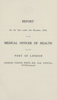 view [Report of the Medical Officer of Health for Port of London].