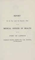 view [Report of the Medical Officer of Health for Port of London].