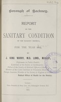 view [Report of the Medical Officer of Health for Hackney].