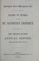 view [Report of the Medical Officer of Health for St. Saviour's].