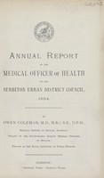 view [Report of the Medical Officer of Health for Surbiton].
