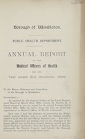 view [Report of the Medical Officer of Health for Wimbledon].