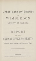 view [Report of the Medical Officer of Health for Wimbledon].