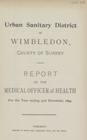 view [Report of the Medical Officer of Health for Wimbledon].