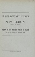 view [Report of the Medical Officer of Health for Wimbledon].