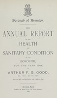 view [Report of the Medical Officer of Health for Bromley Borough].