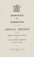 view [Report of the Medical Officer of Health for Surbiton].