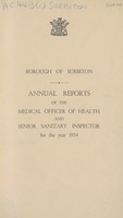 view [Report of the Medical Officer of Health for Surbiton].