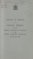 view [Report of the Medical Officer of Health for Surbiton].