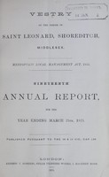 view [Report of the Medical Officer of Health for Shoreditch, Parish of St. Leonard].