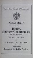 view [Report of the Medical Officer of Health for Wandsworth, Metropolitan Borough].