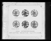 view Photographic image captioned "Axial interferograms reflecting objective N.A. [numerical aperture] 0.79 C.O. [central obstruction] 33%"