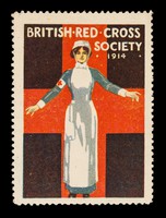 view British Red Cross Society 1914 : [nurse with arms stretched out from her sides].