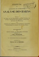 view Anleitung zur qualitativen und quantitativen Analyse des Harns : zum Gebrauch für Mediciner und Pharmaceuten / bearbeitet von Carl Neubauer.