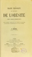 view Traité thérapeutique et pratique de l'obésité (trop grand embonpoint) ... / par F. Dancel.