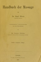 view Handbuch der Massage / von Emil Kleen ; autorisirte Uebersetzung aus dem Schwedischen von Gustav Schütz.